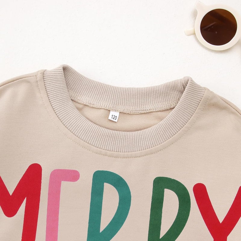 MODNTOGA Store Kids Boy Girl Merry and Bright Crewneck Sweatshirt Merry Christmas Sweatshirt Retro Xmas Long Sleeve Pullover Tops - Image 4